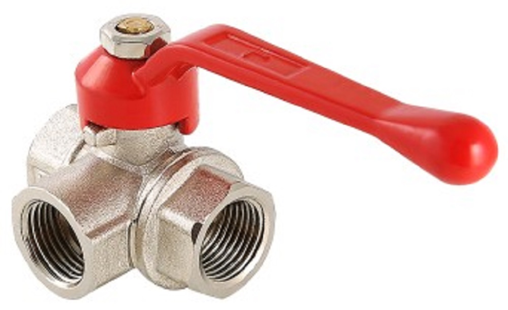 Кран шаровой трехходовой, тип L, ВР 1/2" VALTEC