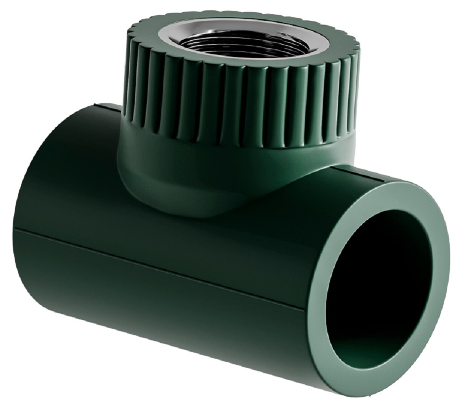 Тройник противопожарный полипропиленовый комбинированный ВР DN 32x1" SLT BLOCKFIRE GREEN