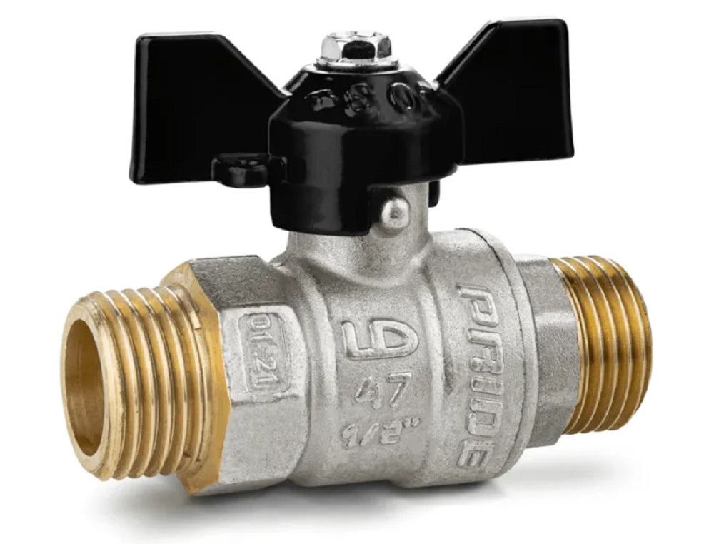 Кран шаровой НР 1/2" LD Pride, черная ручка бабочка