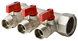 Коллектор с отсекающими кранами 2 выхода 3/4"x1/2" VALTEC