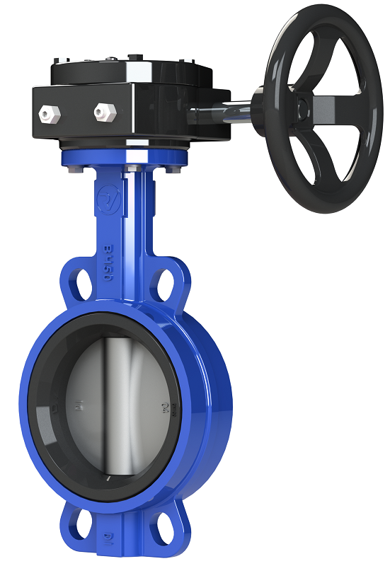 Затвор дисковый DN 600 мм PN 16 RIDVAL RVB 01 с редуктором, синий