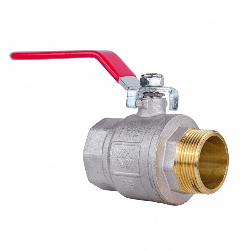 Кран шаровой 1 1/2" ВР-НР MVI ГОСТ, ручка рычаг, латунь никелированная