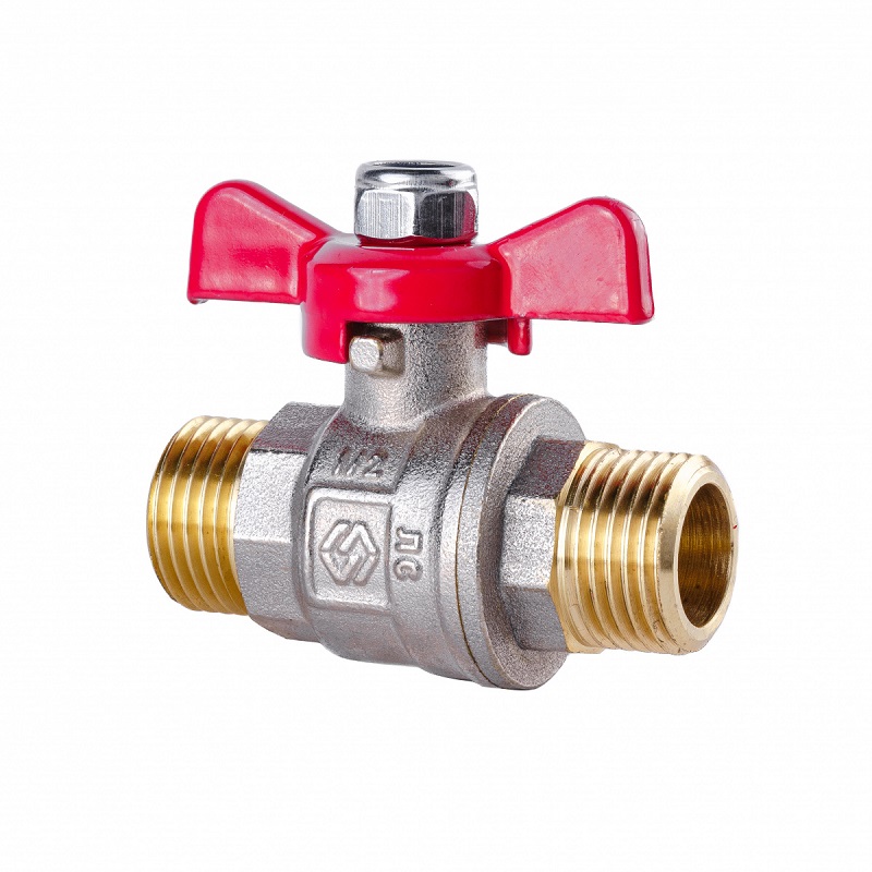 Кран шаровой 1/2" НР MVI ГОСТ, ручка бабочка, латунь никелированная