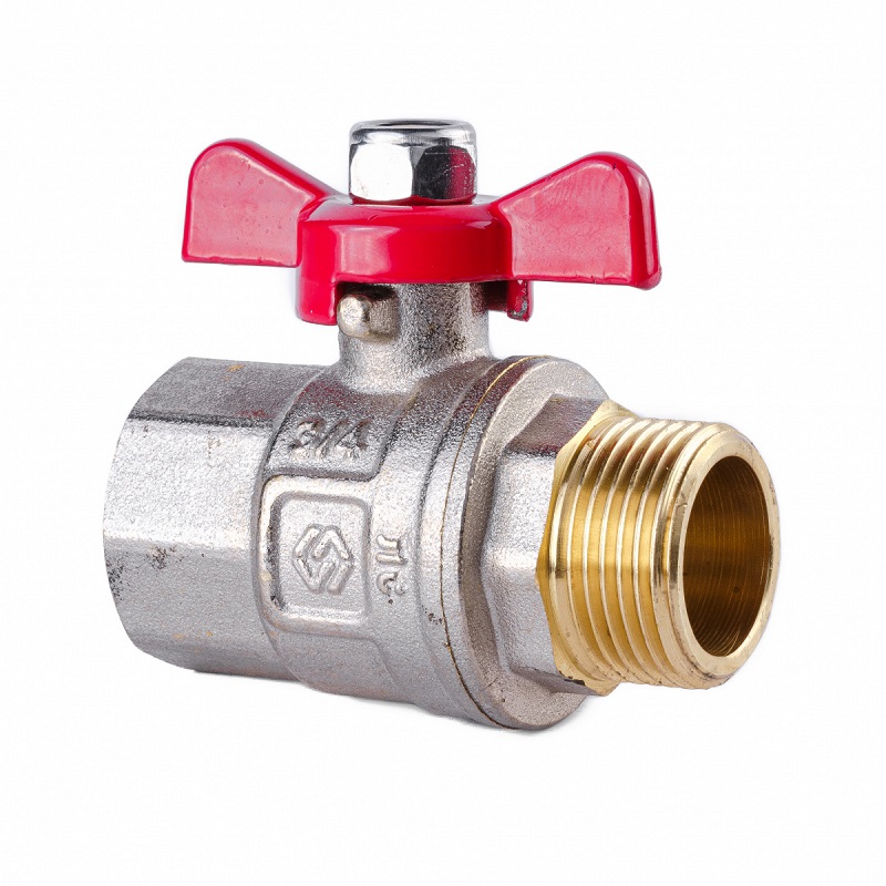 Кран шаровой 3/4" ВР-НР MVI ГОСТ, ручка бабочка, латунь никелированная