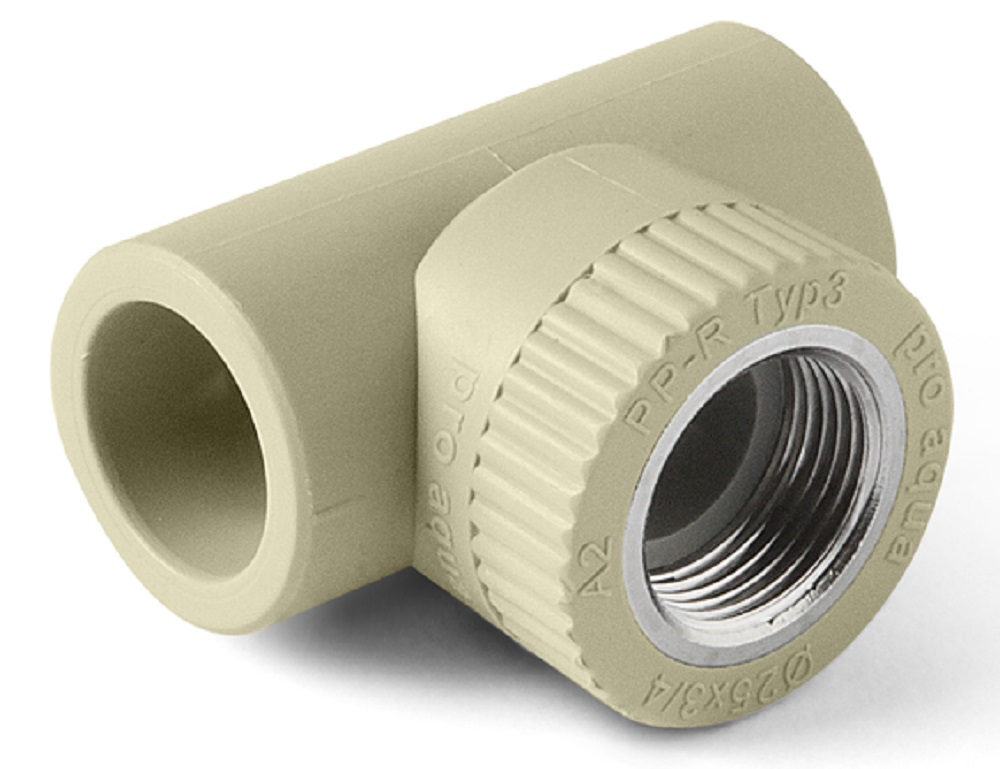 Тройник комбинированный полипропиленовый ВР 20x1/2" PRO AQUA серый