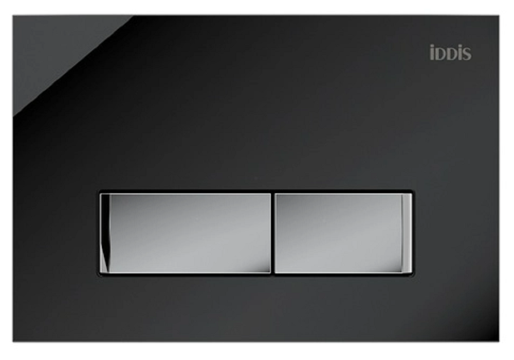 Клавиша смыва универсальная IDDIS Uniglass, черное стекло 