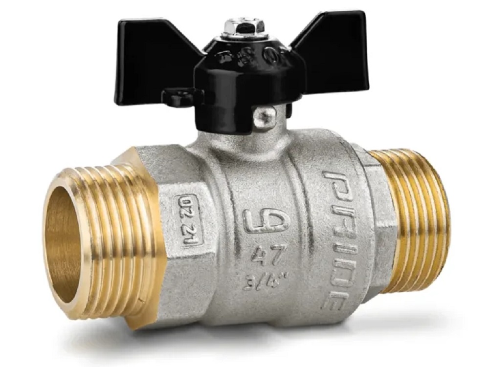 Кран шаровой НР 3/4" LD Pride, черная ручка бабочка