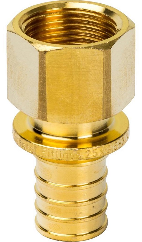 Переходник латунный DN 25x3/4" ВР STOUT для труб из сшитого полиэтилена, аксиальная запрессовка