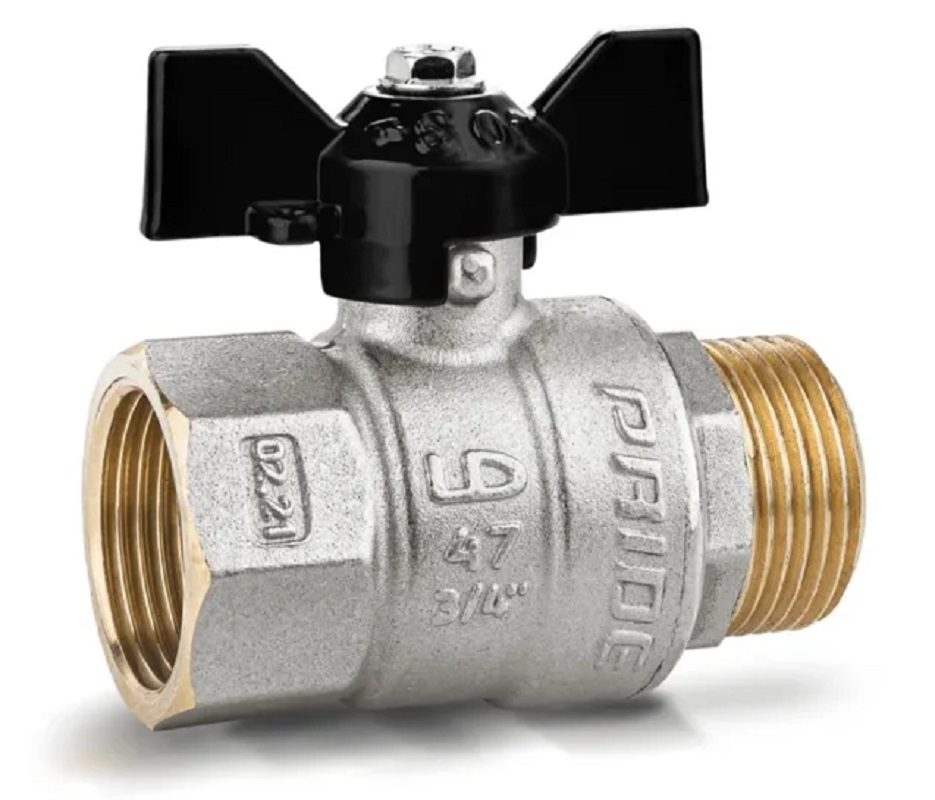 Кран шаровой ВР-НР 1/2" LD Pride, черная ручка бабочка