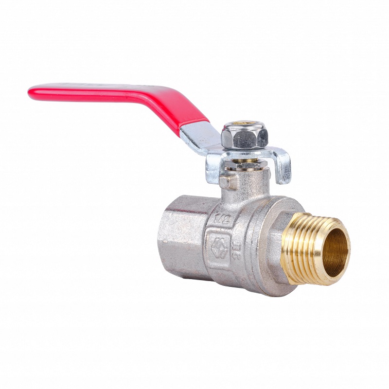 Кран шаровой 1/2" ВР-НР MVI ГОСТ, ручка рычаг, латунь никелированная