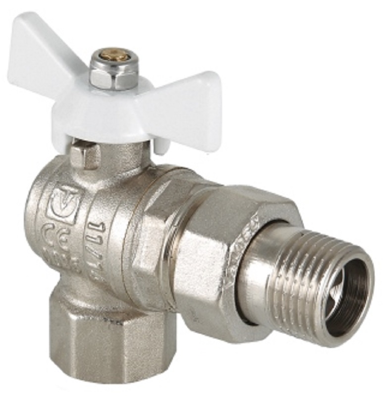 Кран шаровой угловой с полусгоном ВР-НР 1/2" VALTEC Base, белая ручка