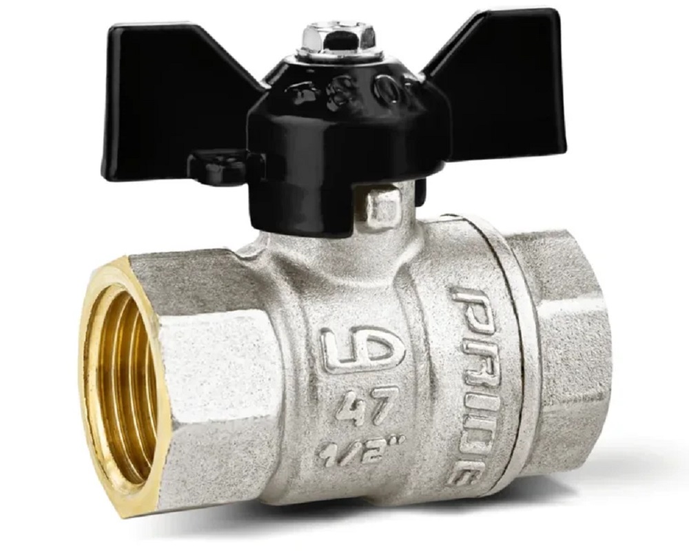 Кран шаровой ВР 1/2" LD Pride, черная ручка бабочка