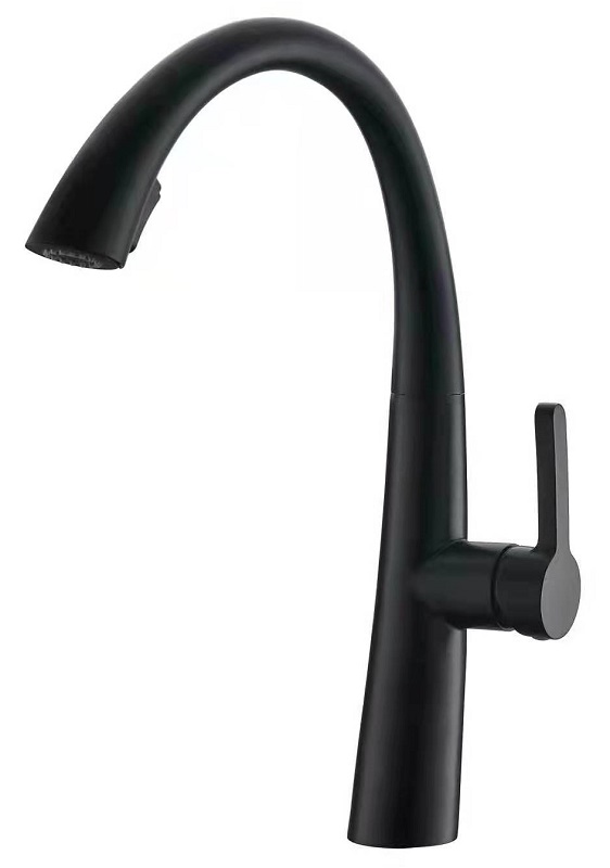 Смеситель для кухни из нержавеющей стали с выдвижной лейкой  ПРОФСАН STEEL BLACK, черный-бронза