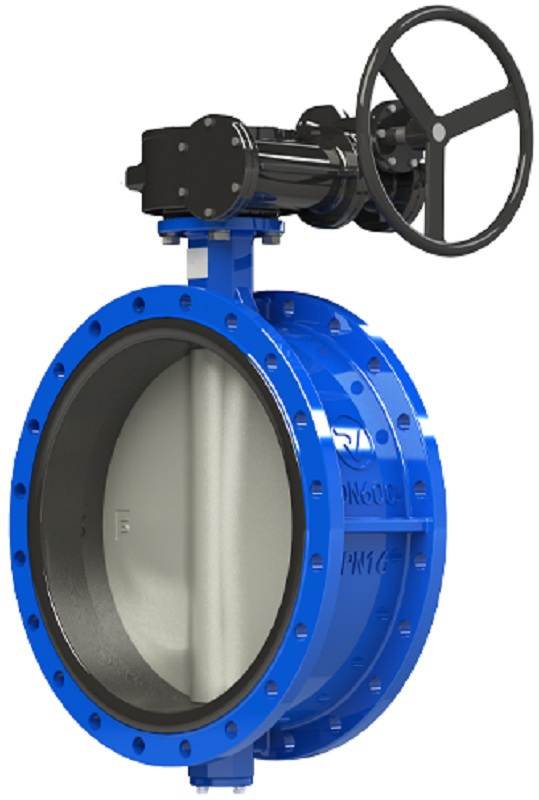 Затвор дисковый фланцевый DN 250 мм PN 16 RIDVAL RVB 05 с редуктором, синий