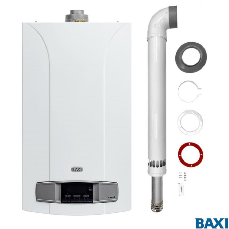 Котел газовый настенный Baxi LUNA-3 310 Fi, 31 кВт двухконтурный, комплект дымохода "антилёд"