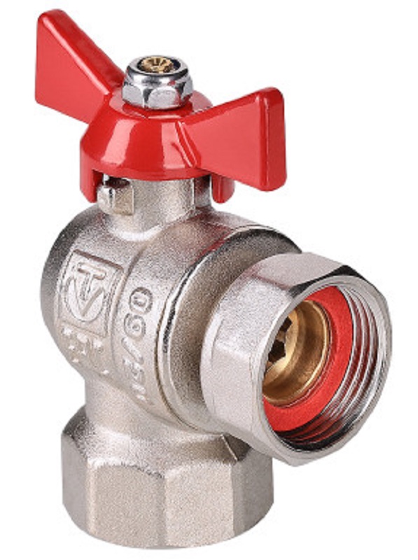 Кран шаровой короткий угловой с накидной гайкой ВР 1/2" x 1/2" VALTEC
