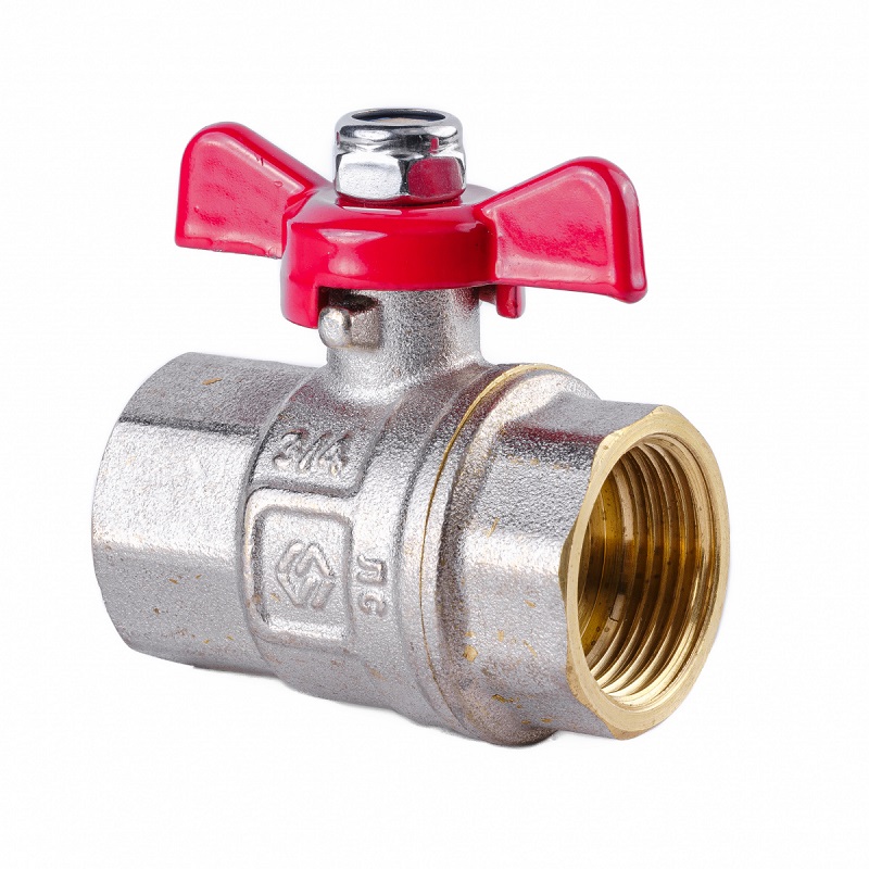 Кран шаровой 3/4" ВР MVI ГОСТ, ручка бабочка, латунь никелированная