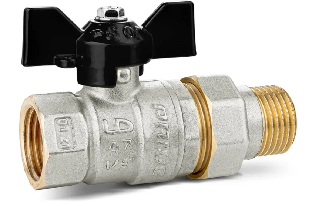 Кран шаровой со сгоном ВР-НР 1/2" LD Pride, черная ручка бабочка