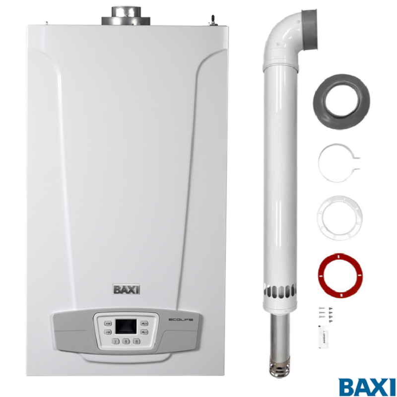 Котел газовый настенный компактный Baxi ECO LIFE 1.31F, 31 кВт двухконтурный, комплект дымохода "антилёд"