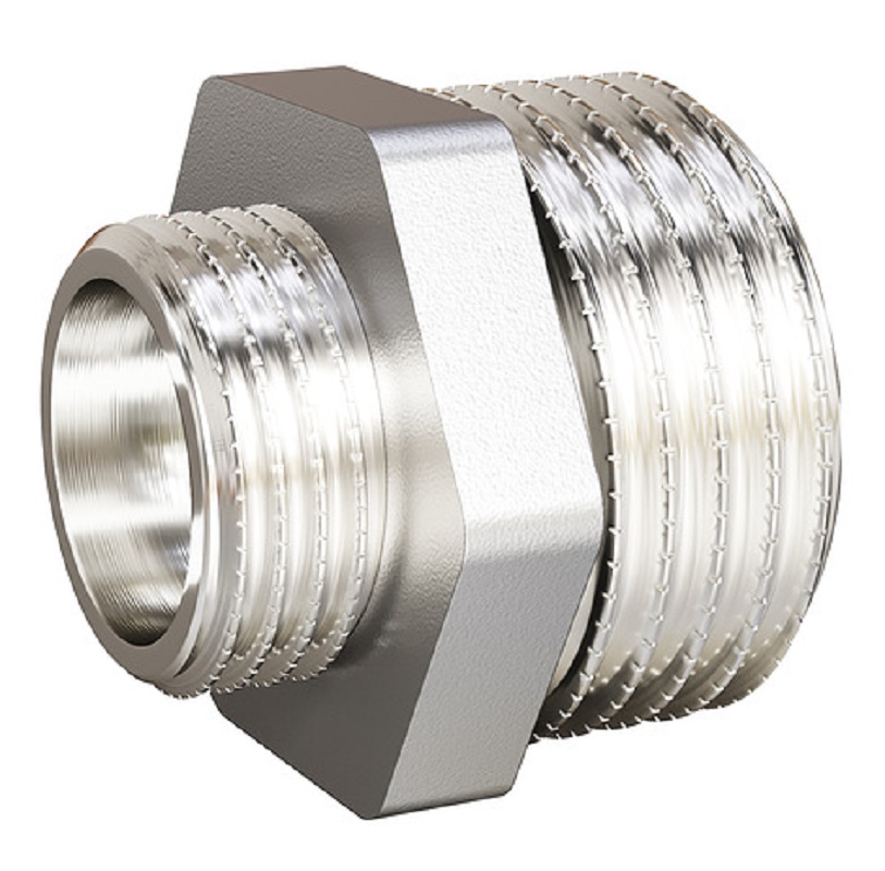 Ниппель переходной LD Pride DN 25х20 мм (1" НР х 3/4" НР) латунь никель
