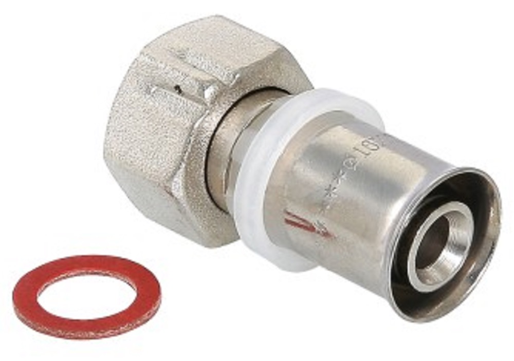 Соединитель пресс с накидной гайкой 16x1/2" VALTEC