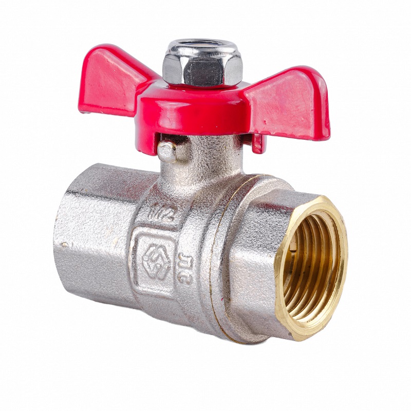 Кран шаровой 1/2" ВР MVI ГОСТ, ручка бабочка, латунь никелированная