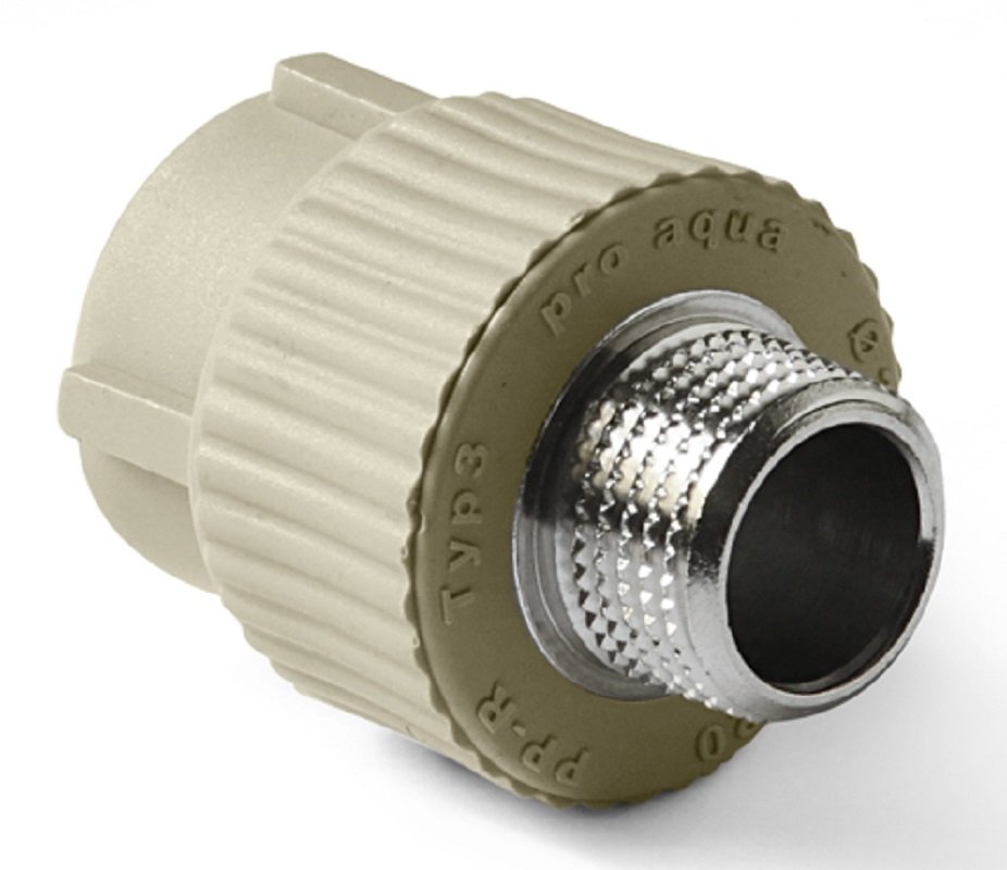 Муфта комбинированная полипропиленовая НР 20x3/4" PRO AQUA серый
