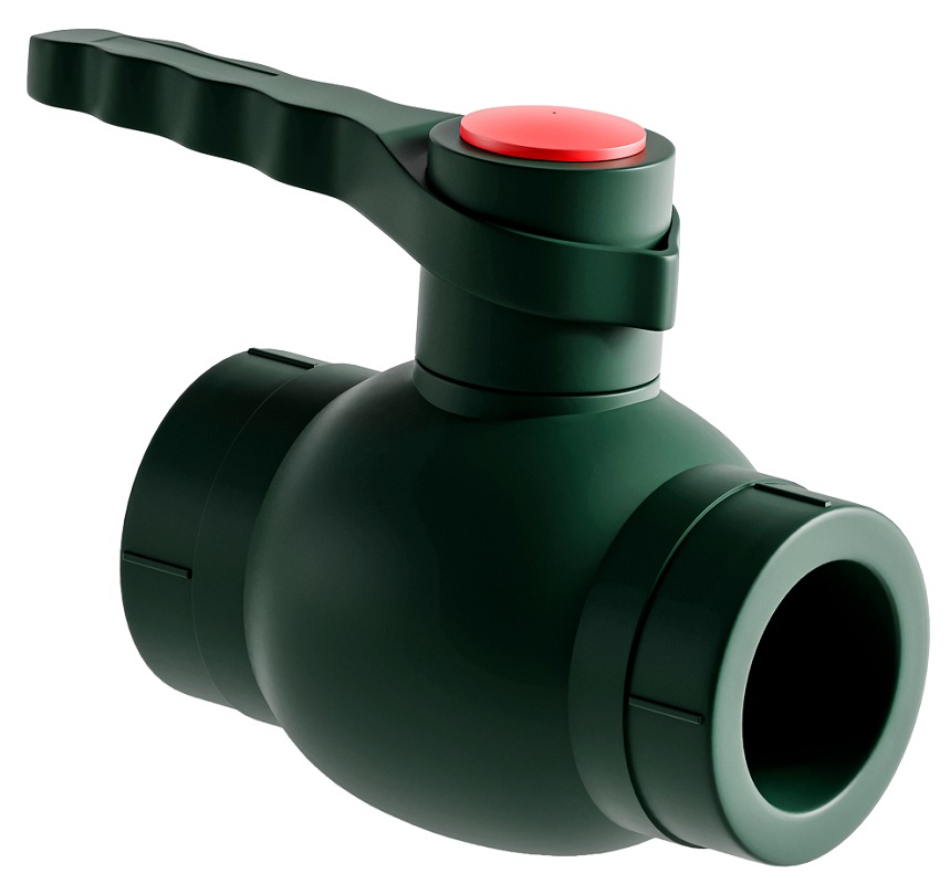Кран шаровой полипропиленовый для пожаротушения DN 63 мм SLT BLOCKFIRE GREEN