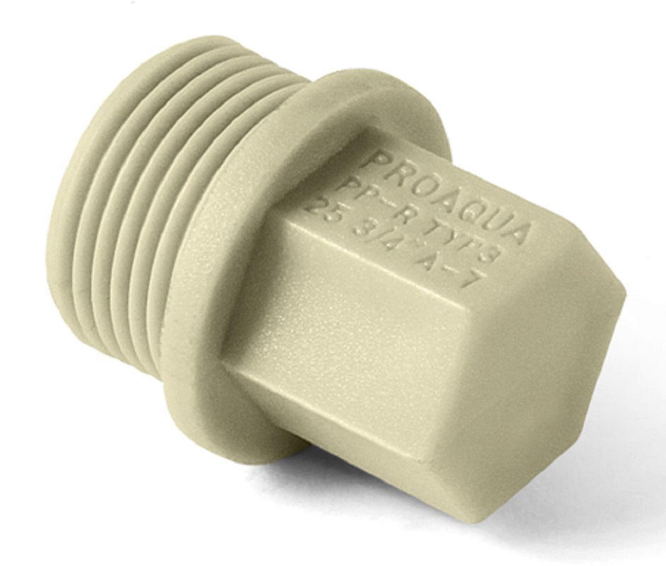 Заглушка полипропиленовая резьбовая НР 20x1/2" PRO AQUA серый