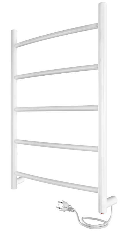 Электрический полотенцесушитель Лесенка 60x40 см INDIGO Arc скрытый монтаж, универсальное подключение, белый матовый