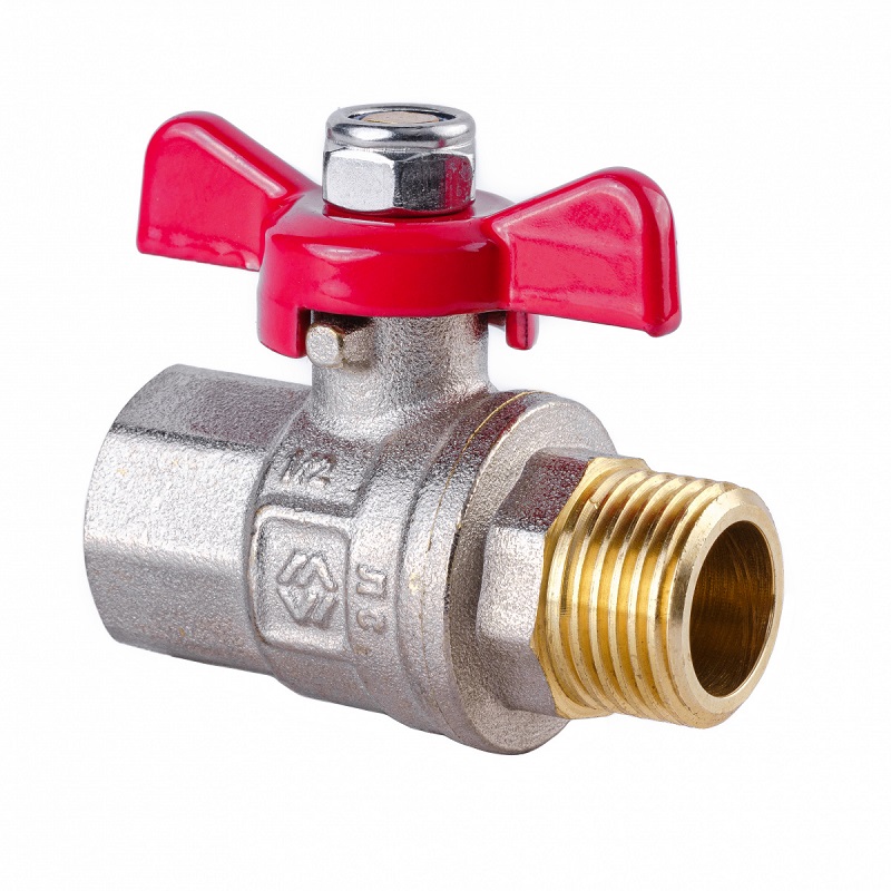 Кран шаровой 1/2" ВР-НР MVI ГОСТ, ручка бабочка, латунь никелированная