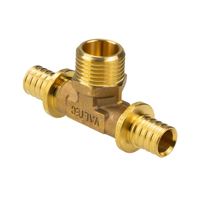 Тройник аксиальный надвижной с переходом на НР 20 (2,8) мм x 3/4" x 20 (2,8) мм VALTEC