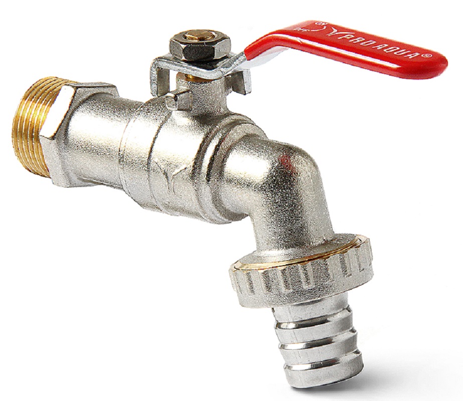 Кран угловой с патрубком для шланга 1/2" PRO AQUA