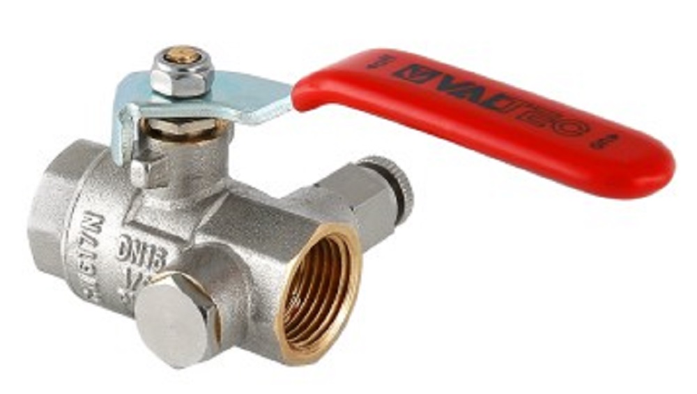 Кран шаровой муфтовый с дренажем и воздухоотводчиком ВР 1/2" VALTEC