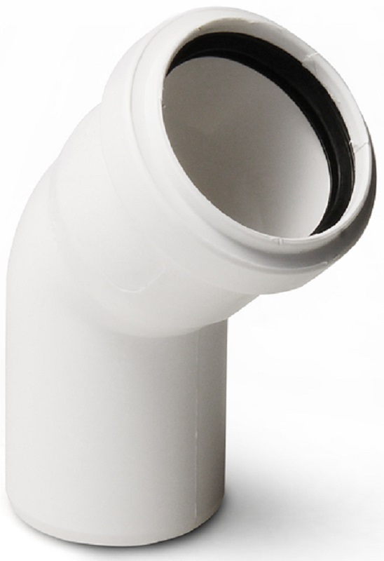 Отвод 50x45 PRO AQUA Stilte белый