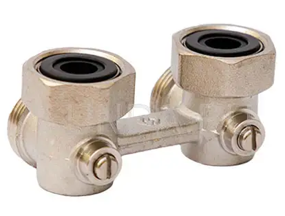 Узел нижнего подключения угловой, с шаровым затвором MVI 3/4"x3/4" без ниппелей